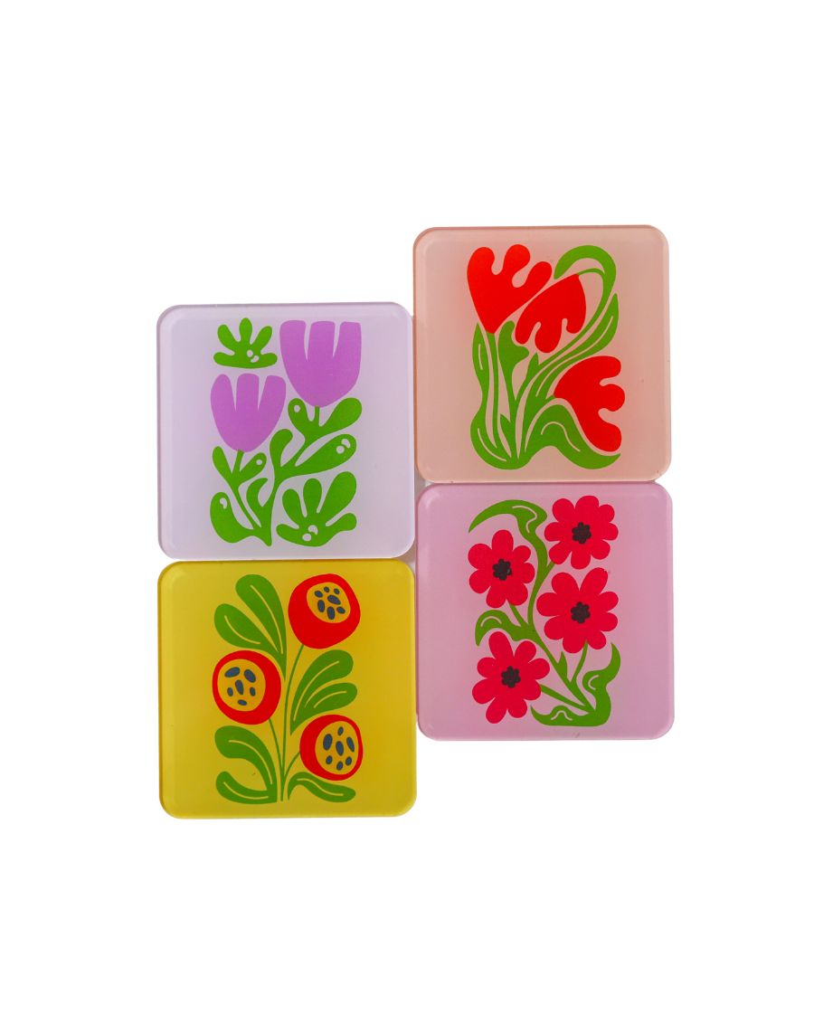 Acrylic Coaster Set, Moody Floral Arrangement