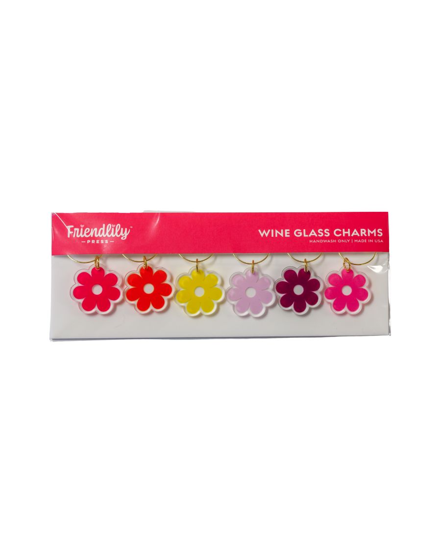 Acrylic Wine Charms, Daisy Arrangement