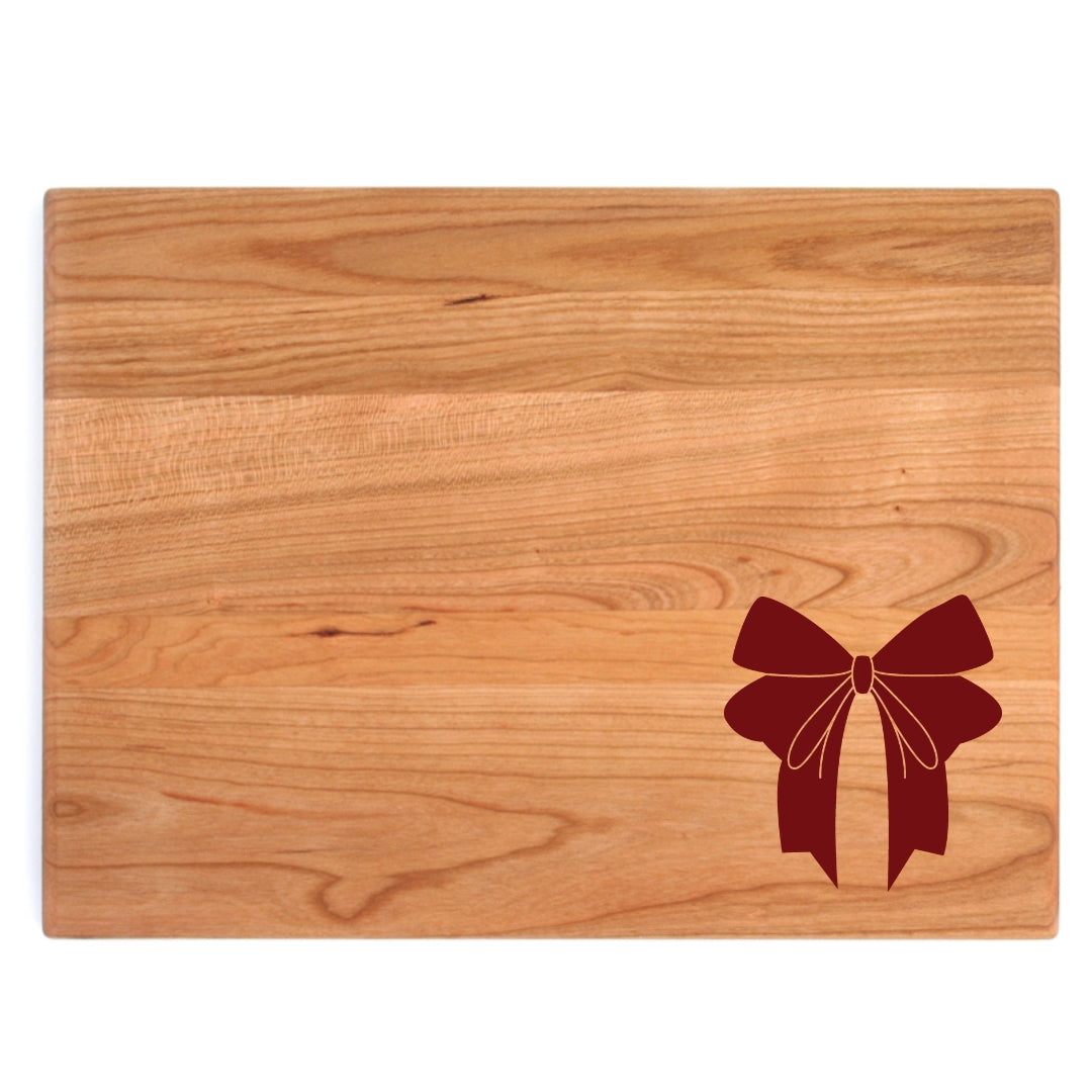 Cherry Wood Cutting Board, Galentine's Bow